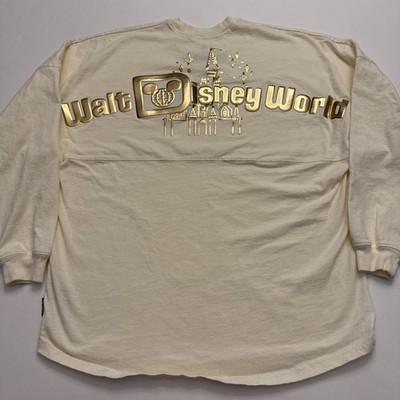 Walt Disney World Gold Pixie Dust Castle Spirt Jersey Glitter Long Sleeve Large