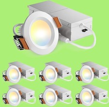 6 Pack 2 Inch 5CCT Ultra-Thin LED Canless Recessed Ceiling Light with Junction B
