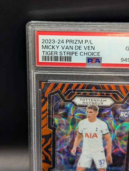 Mickey Van De Ven Tiger Stripe Choice PSA 10 - Raro Novato Tottenham Hotspur RC Foto 3 de 4