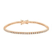 14k Rose Gold Handmade Bracelet 3 Carat Lab Created Round Cut Diamond E F VVS2