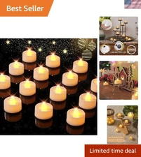 LED Tea Lights with 6-Hour Timer: 12 Warm Yellow Flickering Candles for Events