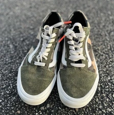 VANS Shoes Old Skool Camo Olive/White Canvas/Suede Unisex M5.5 /W7 Sneakers 