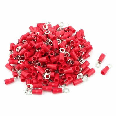 200 Pcs 2-4S Insulated Wire Connector Ring Crimp Terminal Red 16-14AWG  KD *lm