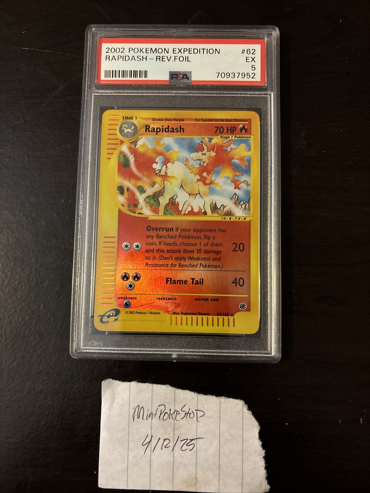 Rapidash Reverse Holo 62/165 PSA 5