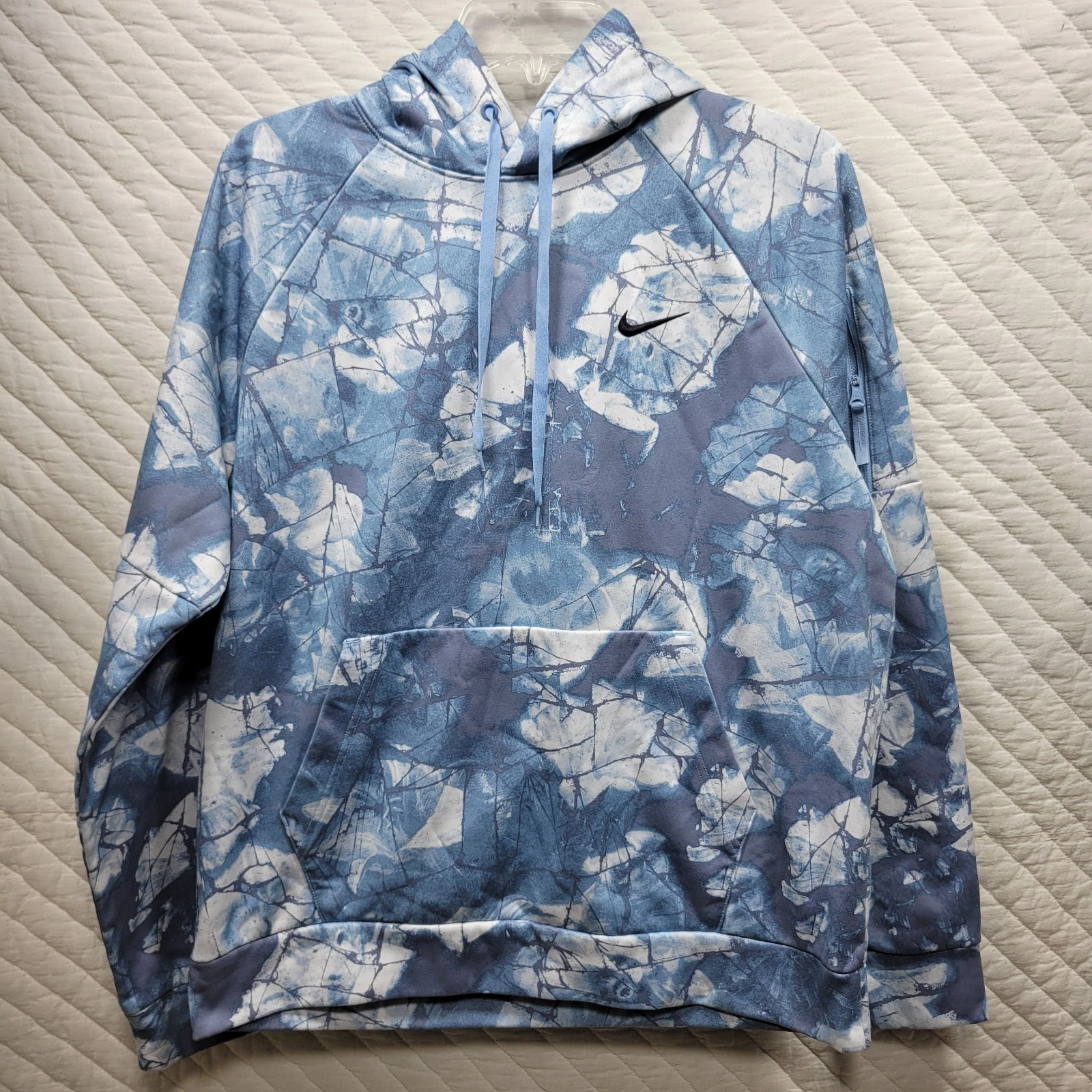 Nike Hoodie Men Medium Therma-FIT AOP Azul Blue Camo Pullover Fitness