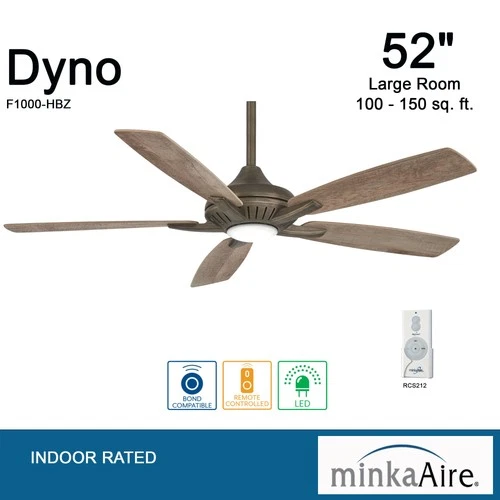 Minka Aire Dyno 52" Ceiling Fan - Barnwood 5-Blade Remote Control - Picture 4 of 5
