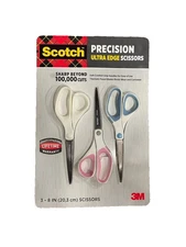 Scotch 3M 8 Inch Precision Ultra Titanium Scissors Soft Grip 3 Pack