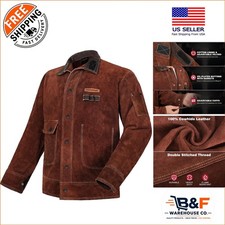 Split Cowhide Leather Welding Jacket with Cotton Lining for Comfort
