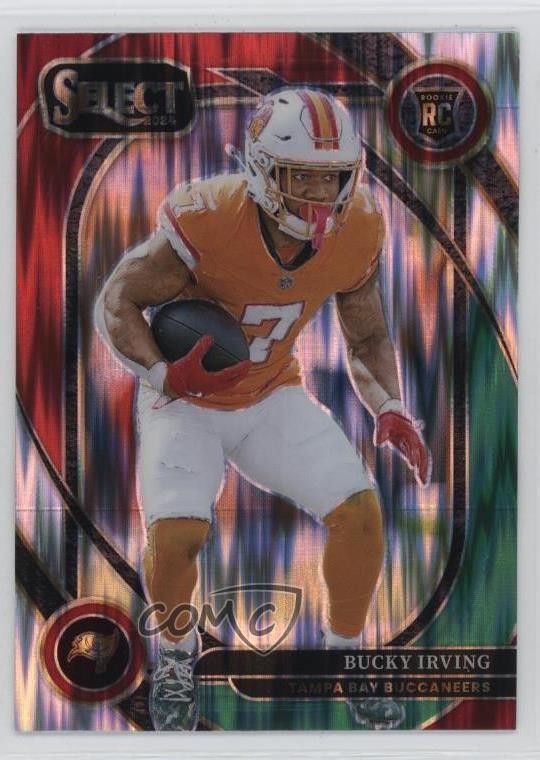 2024 Panini Select Club Level Green & Red Shock Prizm Bucky Irving Rookie RC 8f7