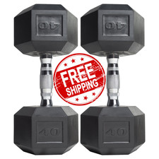 CAP Barbell Rubber 40 Lb Pair Set of 2 Coated Hex Dumbbells Weights 80 Pounds