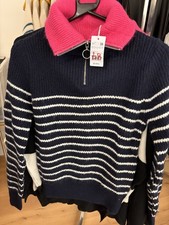 Naf Naf 1/4 Zip vintage Y2K Jumper Navy /Ecru Stripe