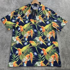 Bad Birdie Polo Shirt Mens Size XL Golf Tropicana Floral Parrots Performance