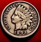 1893 Indian Head Penny Cent - Extra Fine XF Detail - Great Eye Appeal JC884