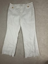 Banana Republic Pants Womens 10 P White Martin Fit Linen Blend Lined Wide Leg