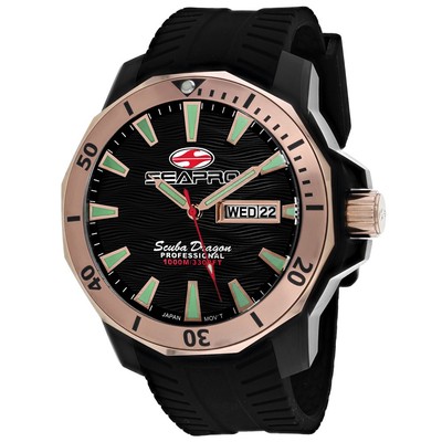 Seapro Men's Scuba Dragon Diver Limited Edition 1000 Meters Black Dial Watch -