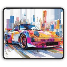Porsche 911 Colorful Art Mouse Pad  Classic Car Gift  Premium 9x7 Pad