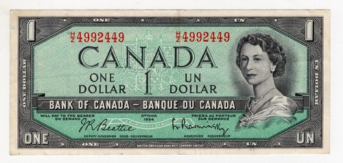 1954 BANK OF CANADA ONE 1 DOLLAR BANK NOTE HZ 4992449 NICE BILL eBay