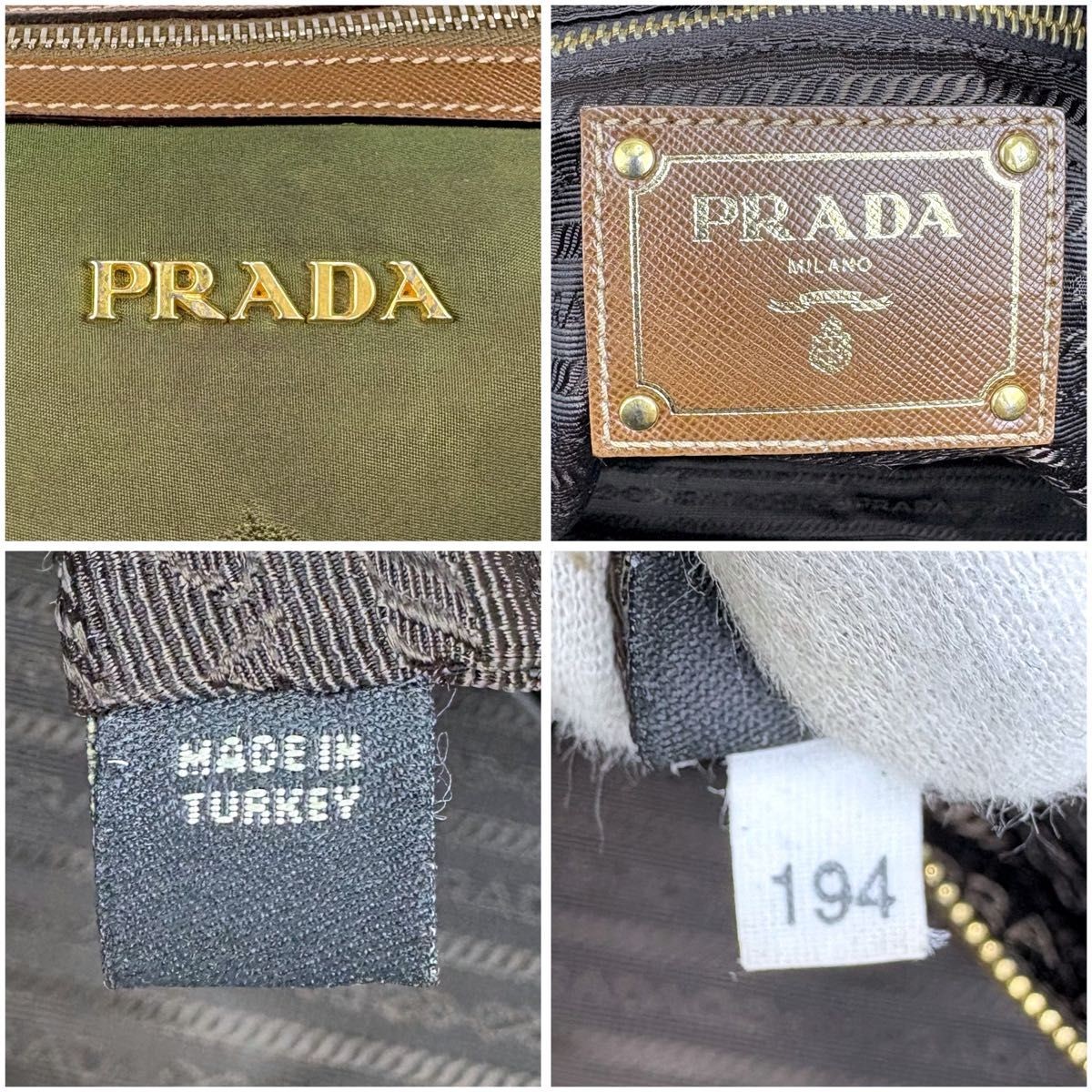 PRADA 2Way Tote Bag Logo Hardware Green Khaki Tessuto Nylon Shoulder Bag Used thumbnail 9