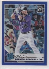 2019 Panini Donruss Optic Rated Rookies Blue Prizm 22/75 Brendan Rodgers #96 0z8