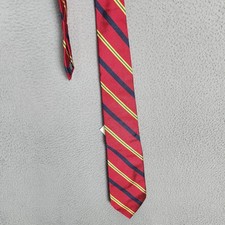 Polo By Ralph Lauren Tie Boys One Size Red Striped 100 Silk Hand Finished Italy