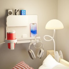 2-Pack WallShelfie & Shroommate Bedside Wall Organizer W/ Shroommate Clip On