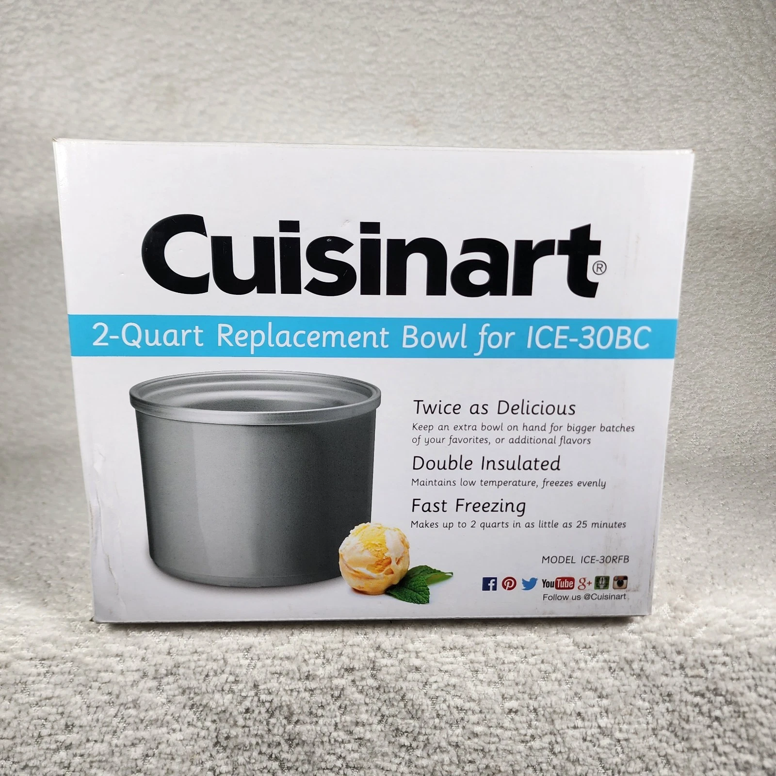 Cuisinart ICE-30RFB 2QT Replacement Freezer Bowl ICE-30BC Ice Cream Yogurt Maker
Opens in a new wind