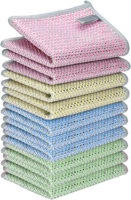 12PCS Upgrade Wire Dishwashing Rag, Non-Scratch, Wet and Dry, Double Layer, Mult