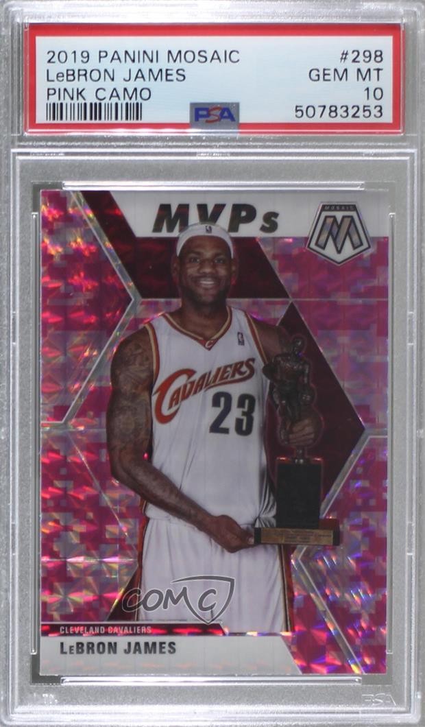 2019-20 Panini Mosaic MVPs Pink Camo Prizm LeBron James #298 PSA 10 GEM MT 1q7