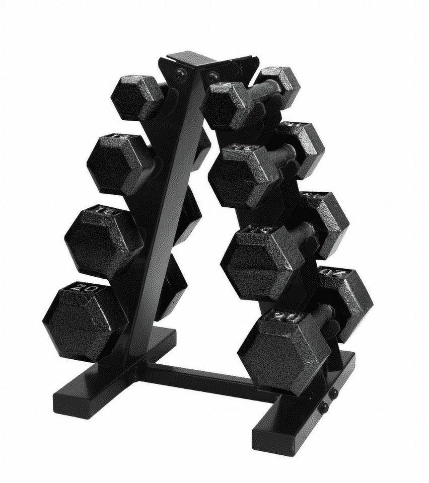 Juego de pesas con mancuernas hexagonales de hierro fundido Cap Barbell de 100 lb con estante [ENVÍO GRATUITO EN STOCK EN EE. UU.] Foto 2 de 4