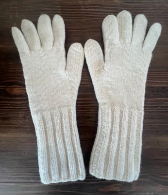 Handschuhe natur Handarbeit Wolle Damen ca. 28 cm - Bild 1 von 3
