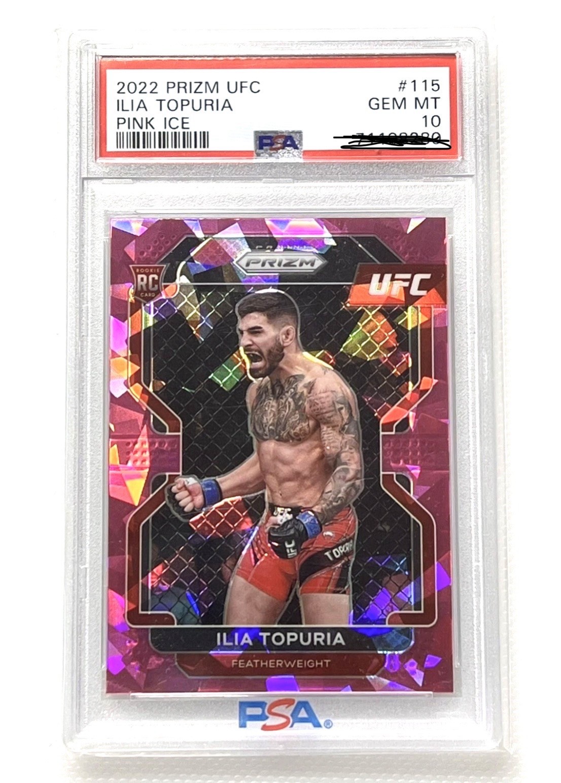 2022 Panini Prizm UFC Ilia Topuria #115 Pink Ice Prizm RC PSA 10 El Matador 🌹🌹