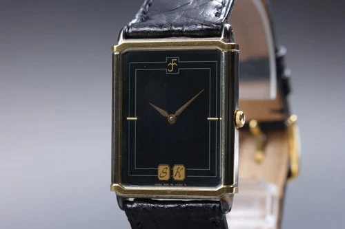 Vintage 1986 NEAR MINT SEIKO 7430-5630 Tank Black Quartz Men's Watch From JAPAN