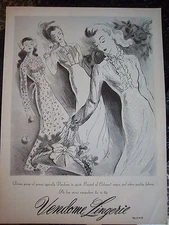 1944 Vintage Women's Vendome Lingerie of Cohama Rayon Gown Fashion Ad
