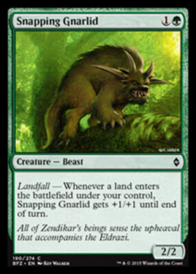 Snapping Gnarlid Light Play, English Magic the Gathering MTG Battle for Zendikar
