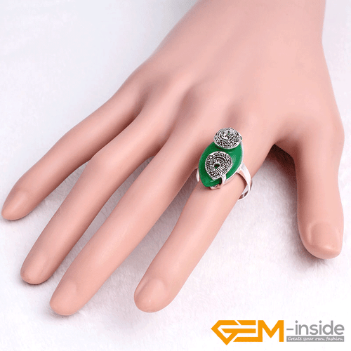 Assorted Gemstone Charm Ring Marquis Marcasite Beads Silver Jewelry Size #7-#9 - Picture 8 of 36