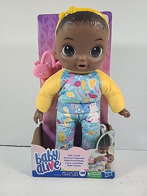 Baby Alive Soft  n Cute Doll, Black Hair, Soft First Baby Doll Toy, Kids 18M