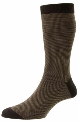 Pantherella Mens Tewkesbury Cotton Fil D'Ecosse Socks - Dark Brown Mix