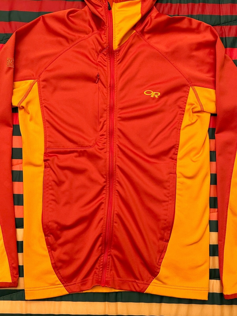 EXC! Outdoor Research Centrifuge Jacket Mens S Hoodie Softshell Orange V031
