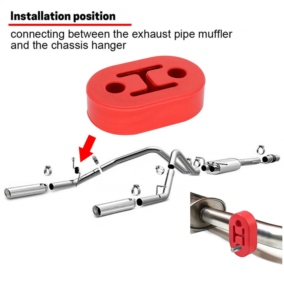 2x 2 Holes Heavy Duty Upgraded Exhaust Hanger Support Bracket Rubber Mounting - Image 3 of 4