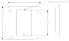 Mulberry 11226, 4" Box, 1/2" Raised, Steel, (1) Device, Square Box Cover, 2pcs
