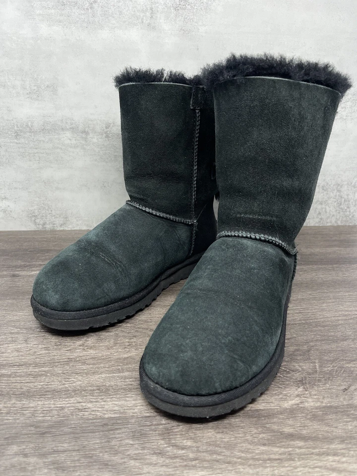 Botas UGG para mujer talla 5 Bailey Bow negras gamuza lana forradas piel de oveja Australia Foto 2 de 4