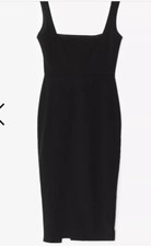 Nasty Gal Squarin' to Go Midi Dress Black Uk Size 8 # 90