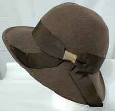 Lancaster Hat Womens Fedora Bowler Brown Wool Creased Dome And Band