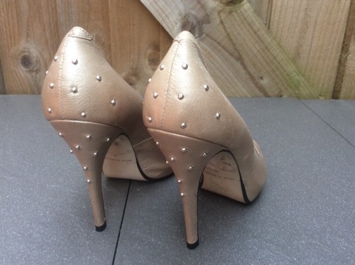 TOPSHOP LADIES PEARLISED LIGHT GOLD PEEP TOE HIGH STILETTOS HEELS 6UK/39 EVENING - Picture 7 of 12