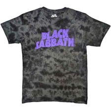 Black Sabbath 'Wavy Logo' Black Dye Wash T shirt - NEW OFFICIAL