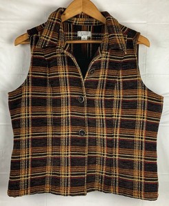 vest sweater brown plaid banks blend christopher acrylic xl