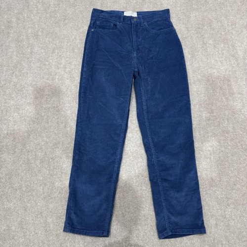 Everlane Women's Size 27 Blue Corduroy Baby Cord Cheeky Crop Straight Leg Pants
