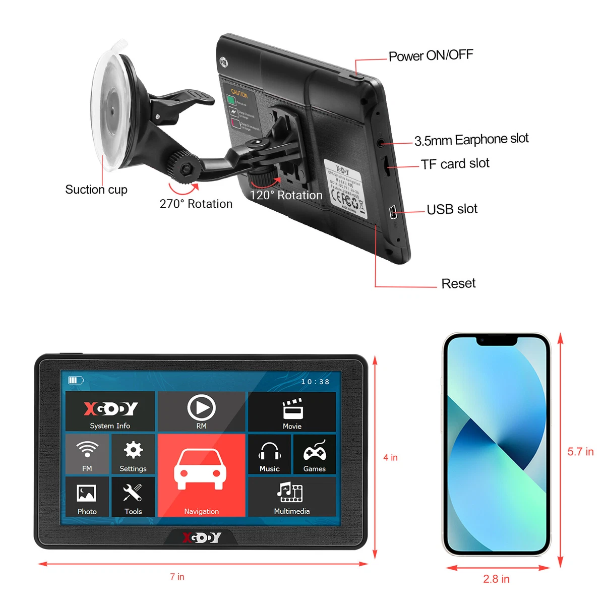 XGODY 7'' TRUCK CAR Navigation GPS Navigator SAT NAV 8GB All US.