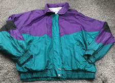 Marina Bay Womens Jacket Size L Purple Turquoise Colorblock Full Zip Long Sleeve