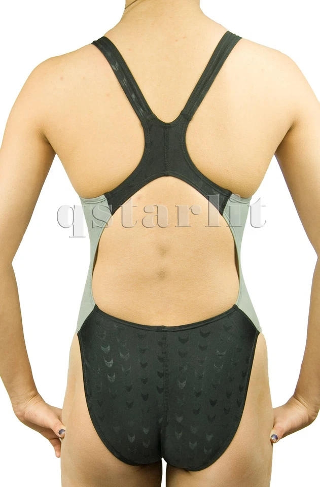 Traje de baño de una pieza empalme piel rápida competición carreras niñas jóvenes mujeres nuevo Foto 2 de 2